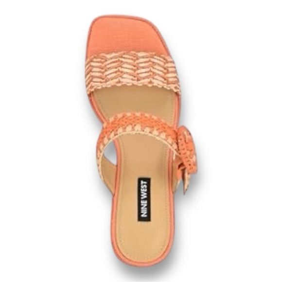 NINE WEST Women’s Emerey Block Heels Sandals in the Size 9 in Orange Color - Picture 2 of 9